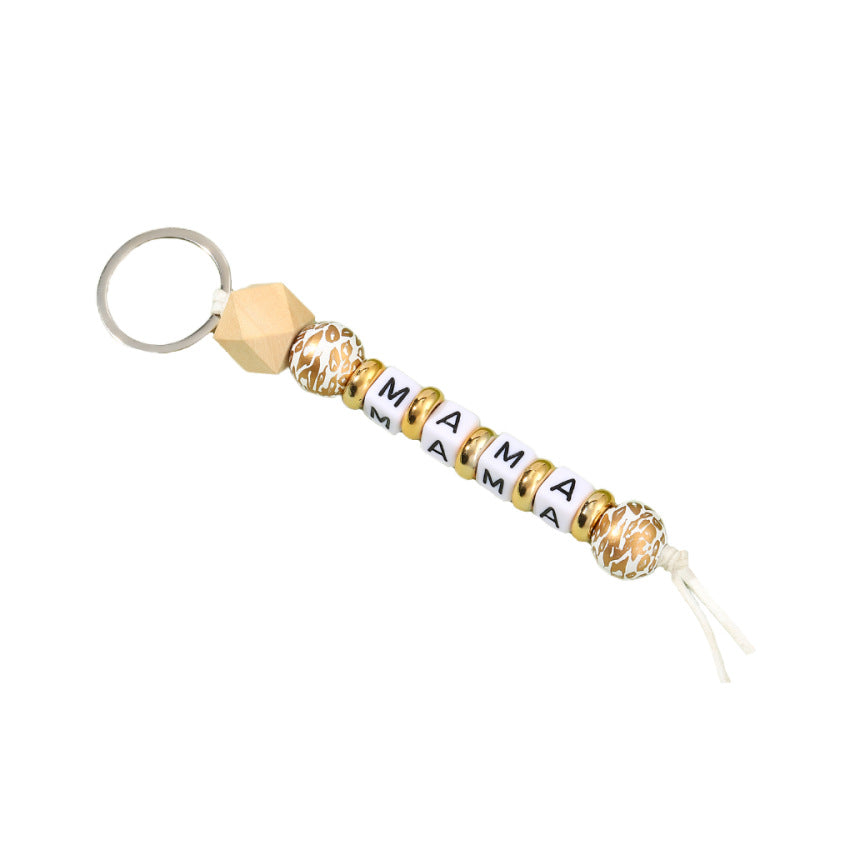 Wholesale Mother's Day MAMA Letter Silicone Bead Metal Keychain